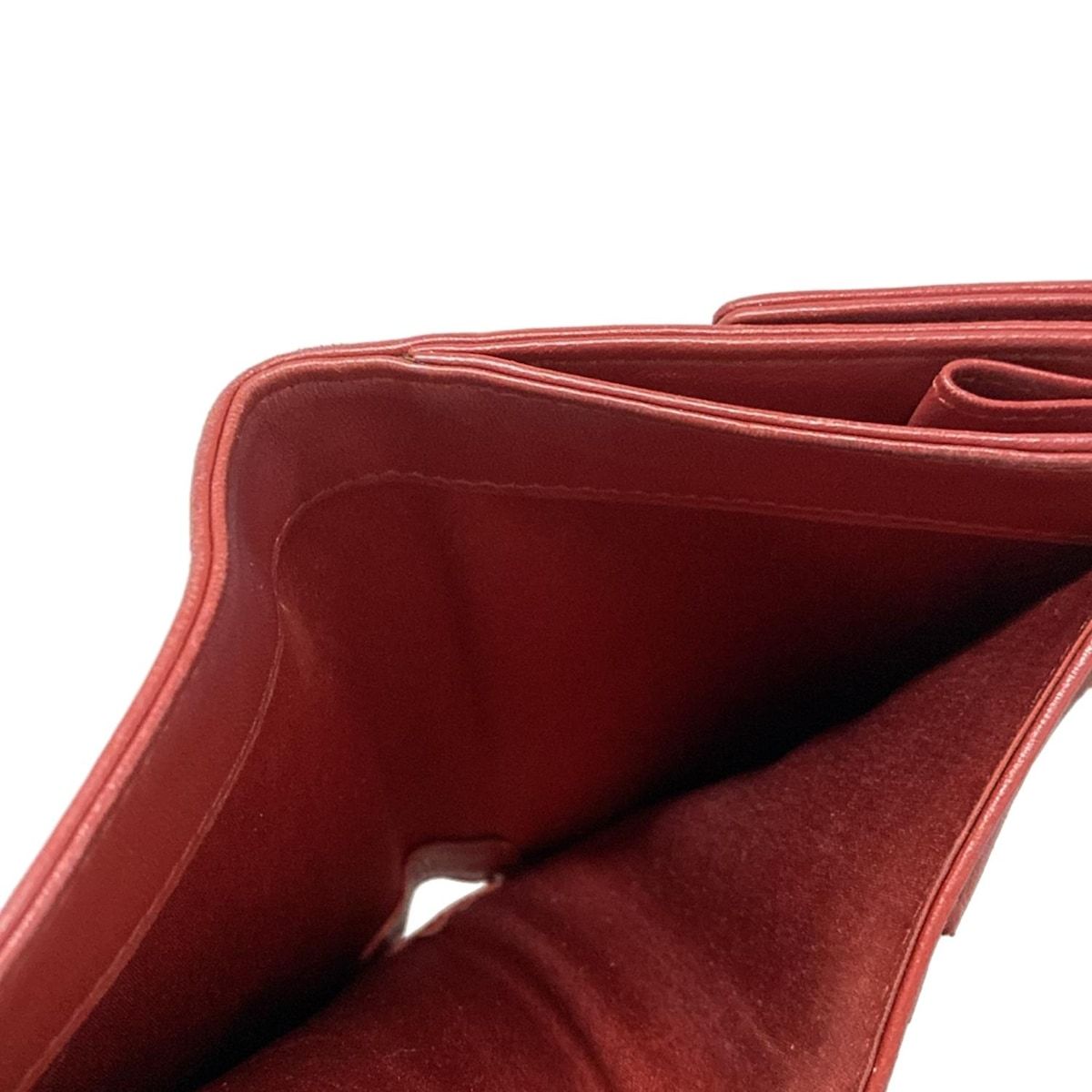 CHANEL(シャネル) 2つ折り財布 カメリア レッド シルバー金具