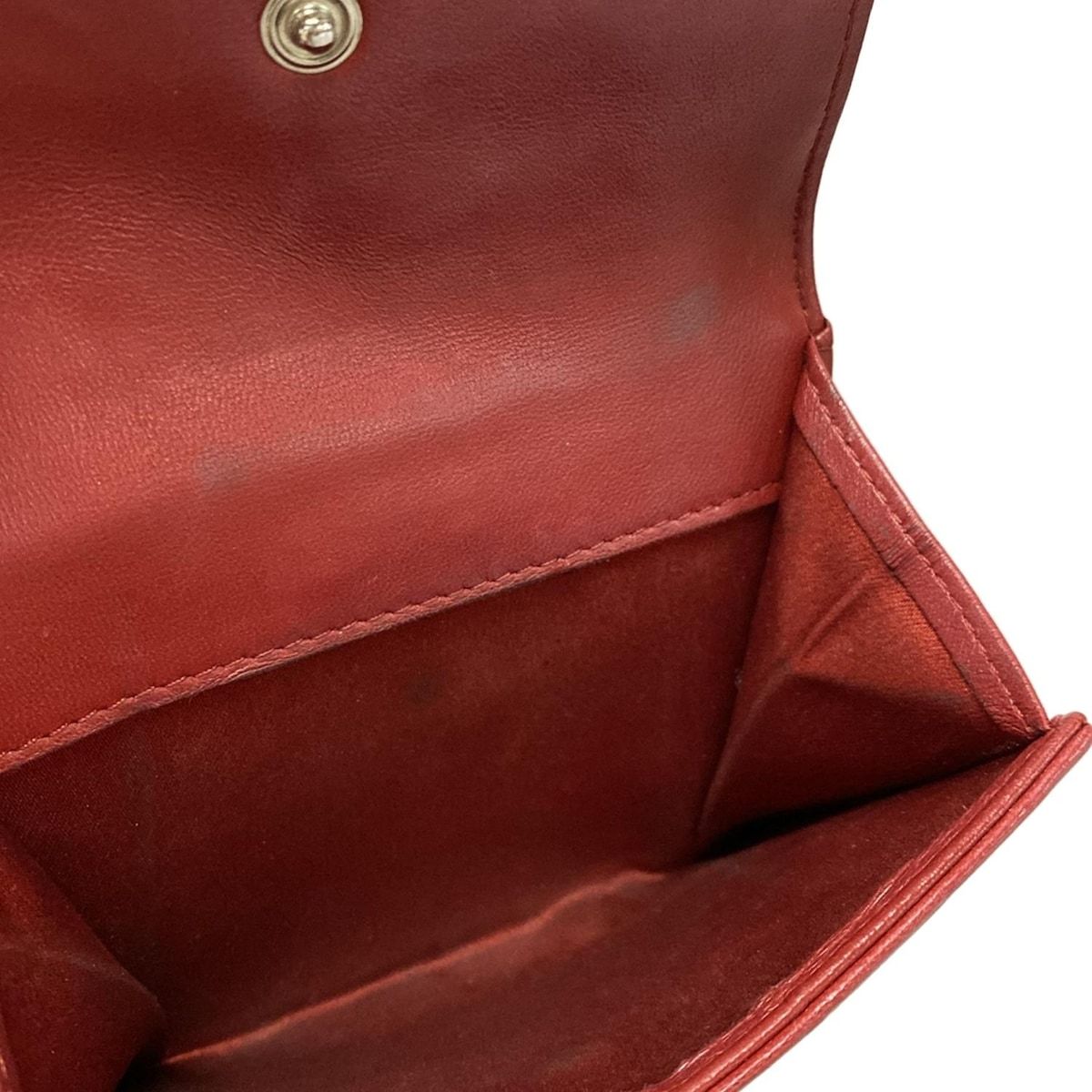 CHANEL(シャネル) 2つ折り財布 カメリア レッド シルバー金具