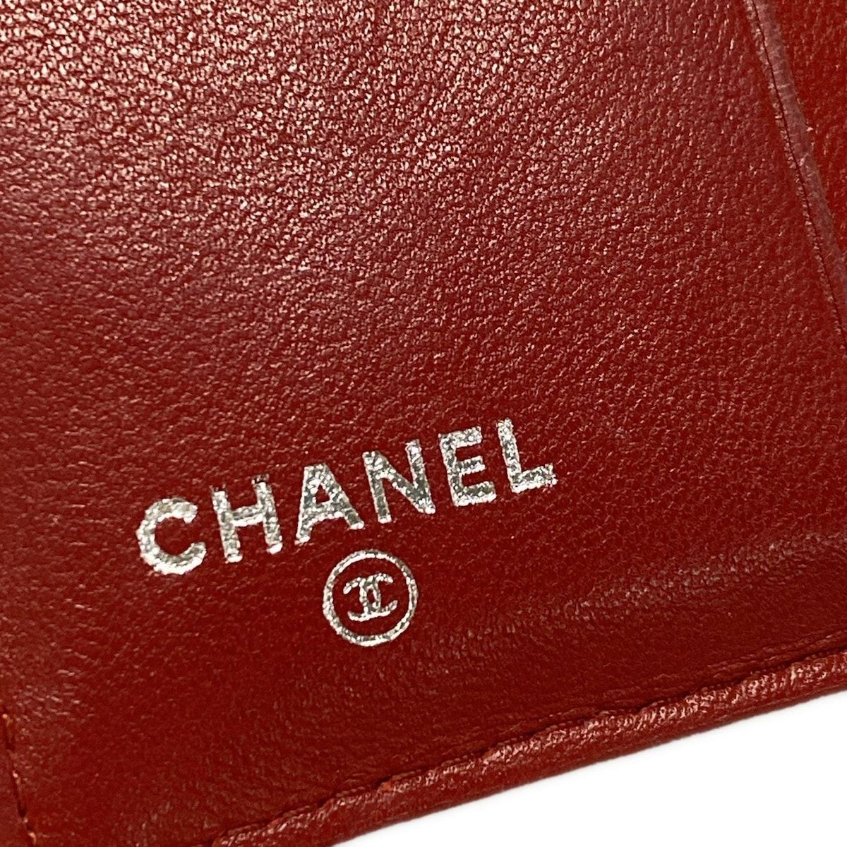 CHANEL(シャネル) 2つ折り財布 カメリア レッド シルバー金具