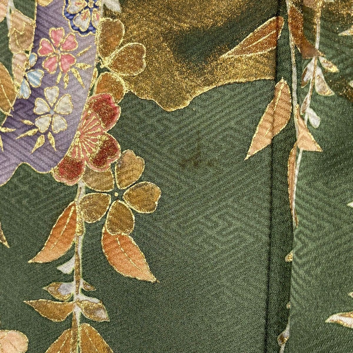 振袖 身丈164cm 裄丈65cm M 袷 岩田専太郎 落款 御所車 桜 金彩 ぼかし