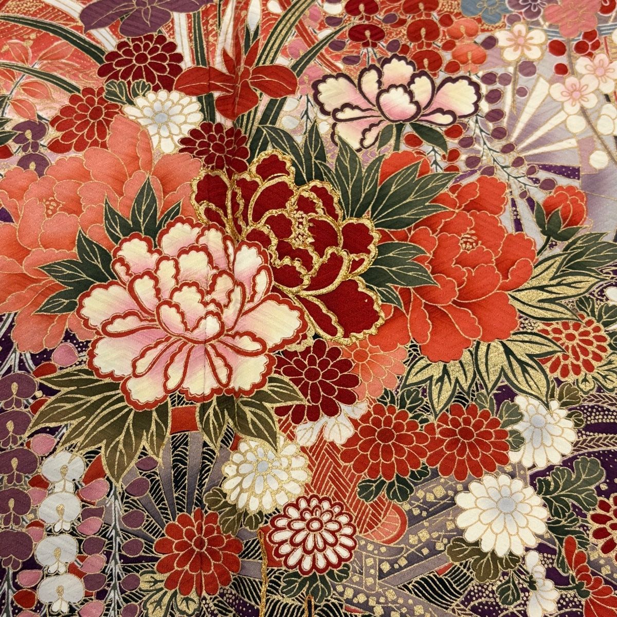 振袖 身丈161cm 裄丈67cm M 袷 谷崎潤一郎之世界 落款 花車 霞 金糸