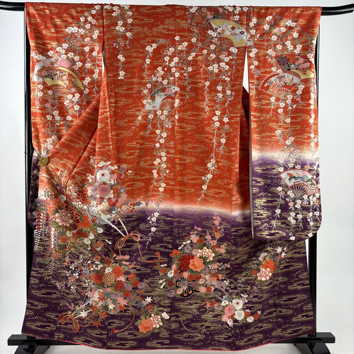 逸品 振袖8点フルセット 谷崎潤一郎の世界・落款あり　古典　金駒刺繍 成人式 振袖 身丈161cm 裄丈67cm M 袷 谷崎潤一郎之世界 落款 花車 霞 金糸