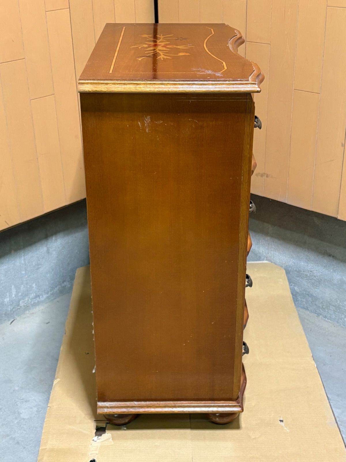 ☆HA147【山口県下松市より】4段 チェスト 象嵌細工 イタリア製