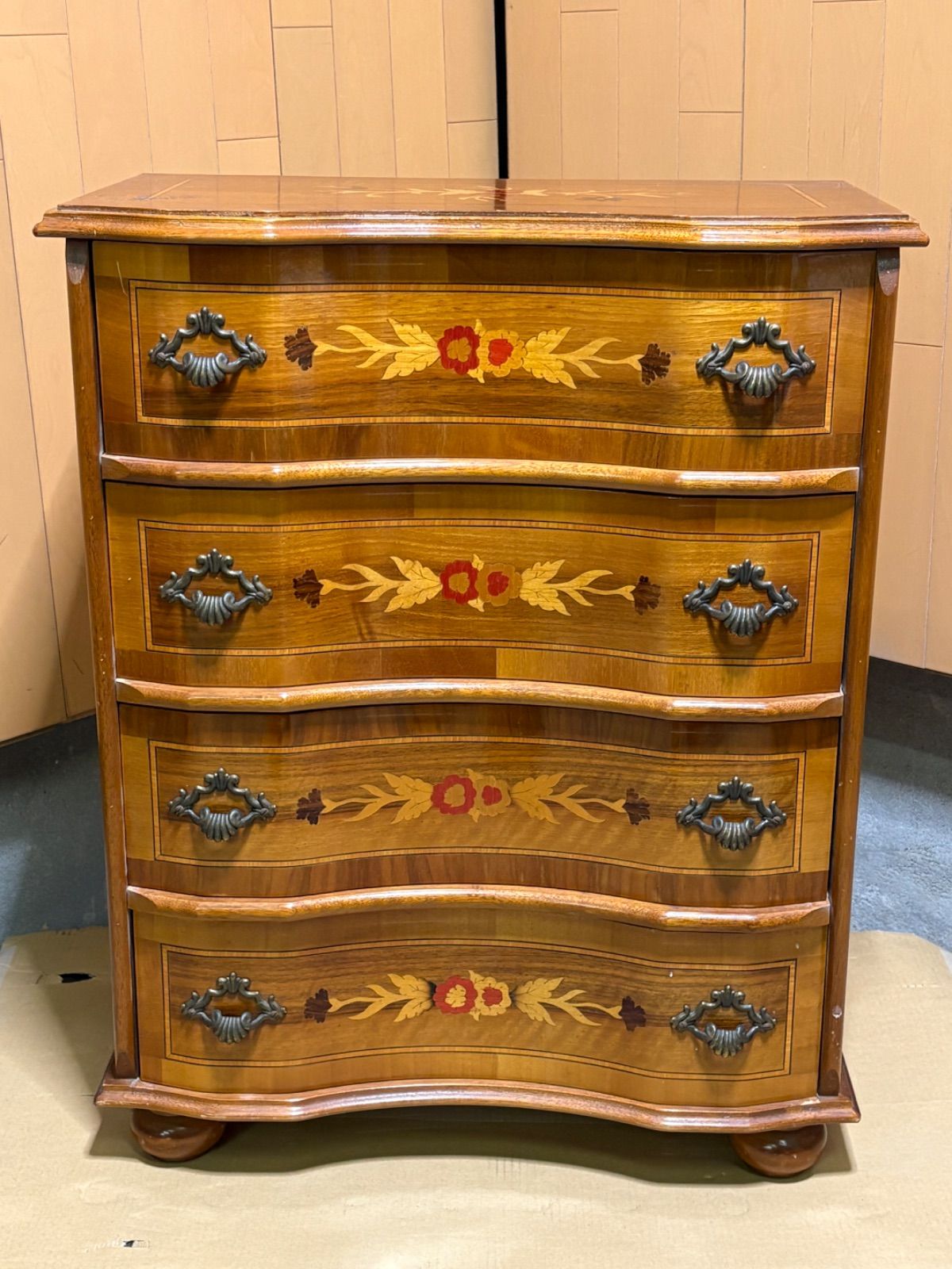 ☆HA147【山口県下松市より】4段 チェスト 象嵌細工 イタリア製