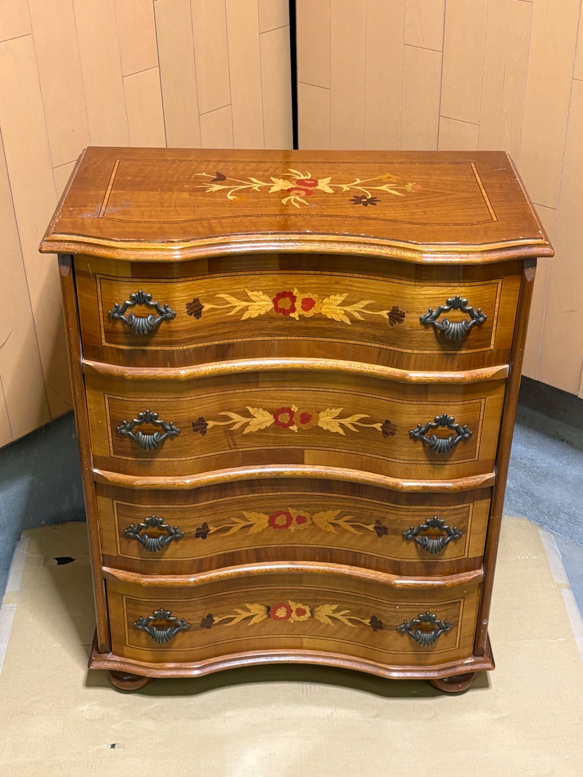 ☆HA147【山口県下松市より】4段 チェスト 象嵌細工 イタリア製