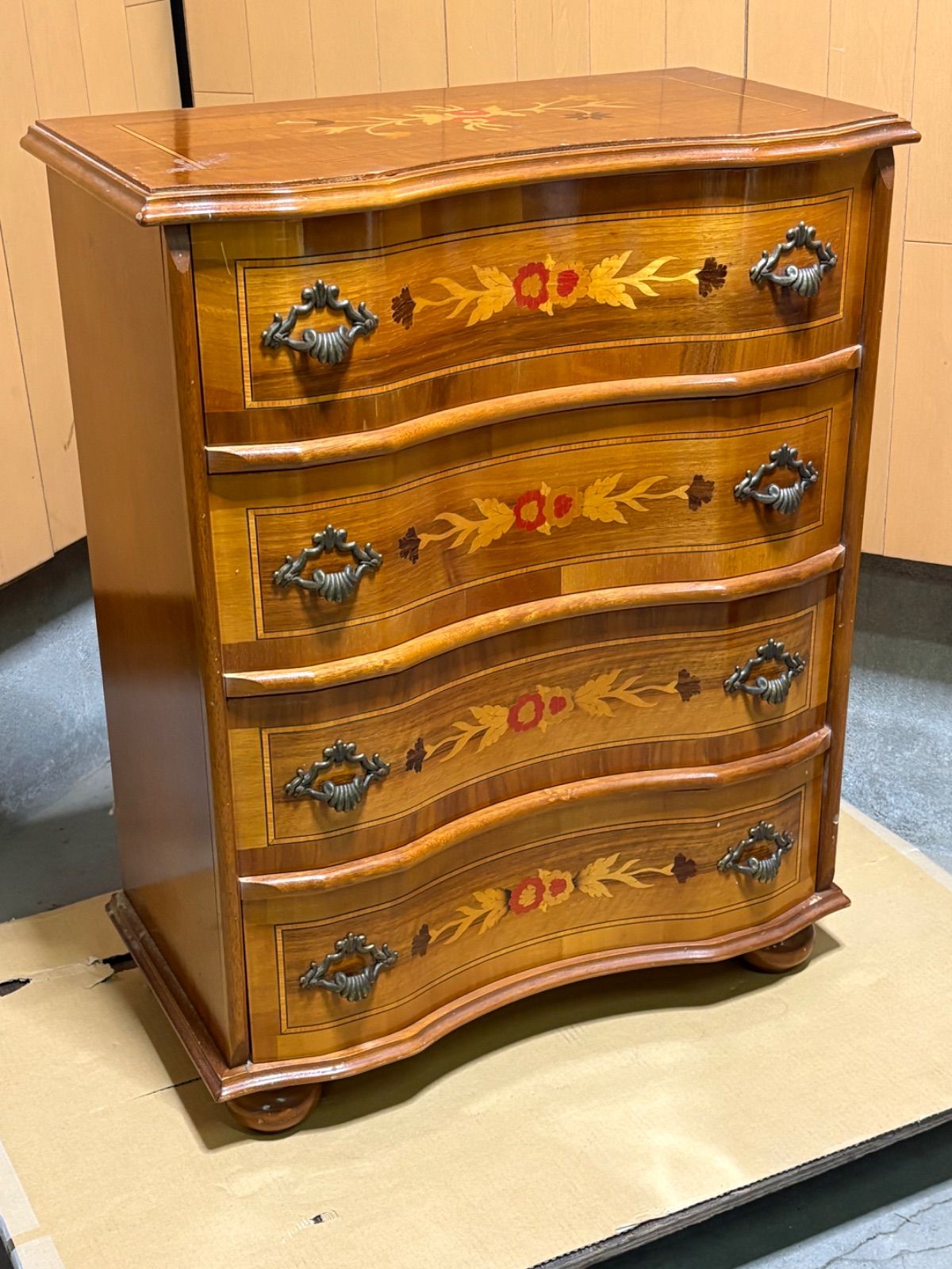 ☆HA147【山口県下松市より】4段 チェスト 象嵌細工 イタリア製