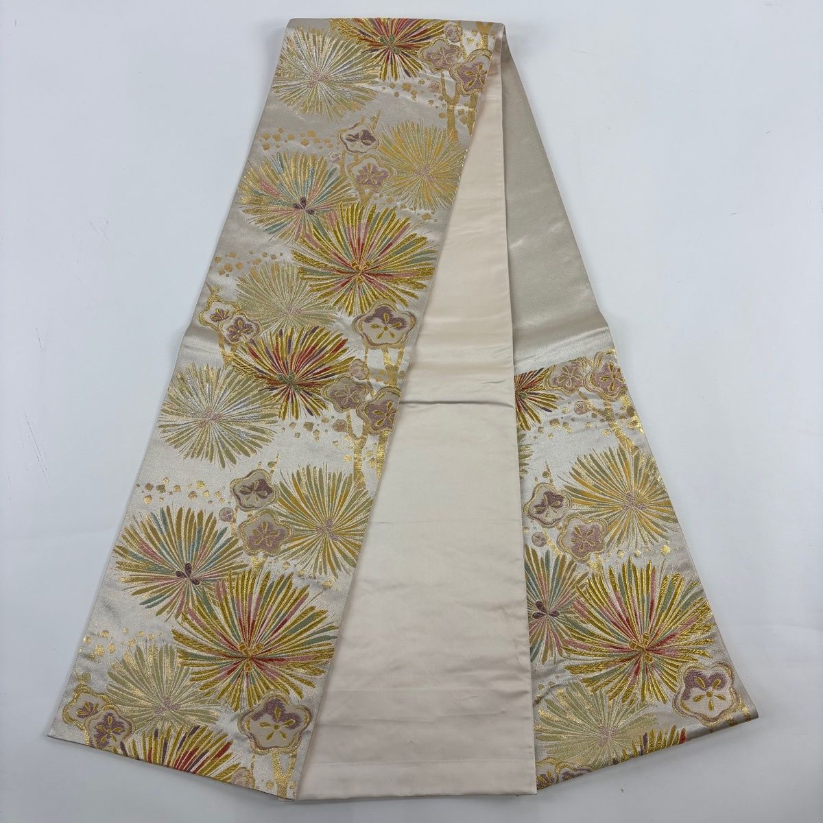 美品】 振袖 身丈159.5cm 裄丈63cm S 袷 袋帯フルセット 花鳥 流水