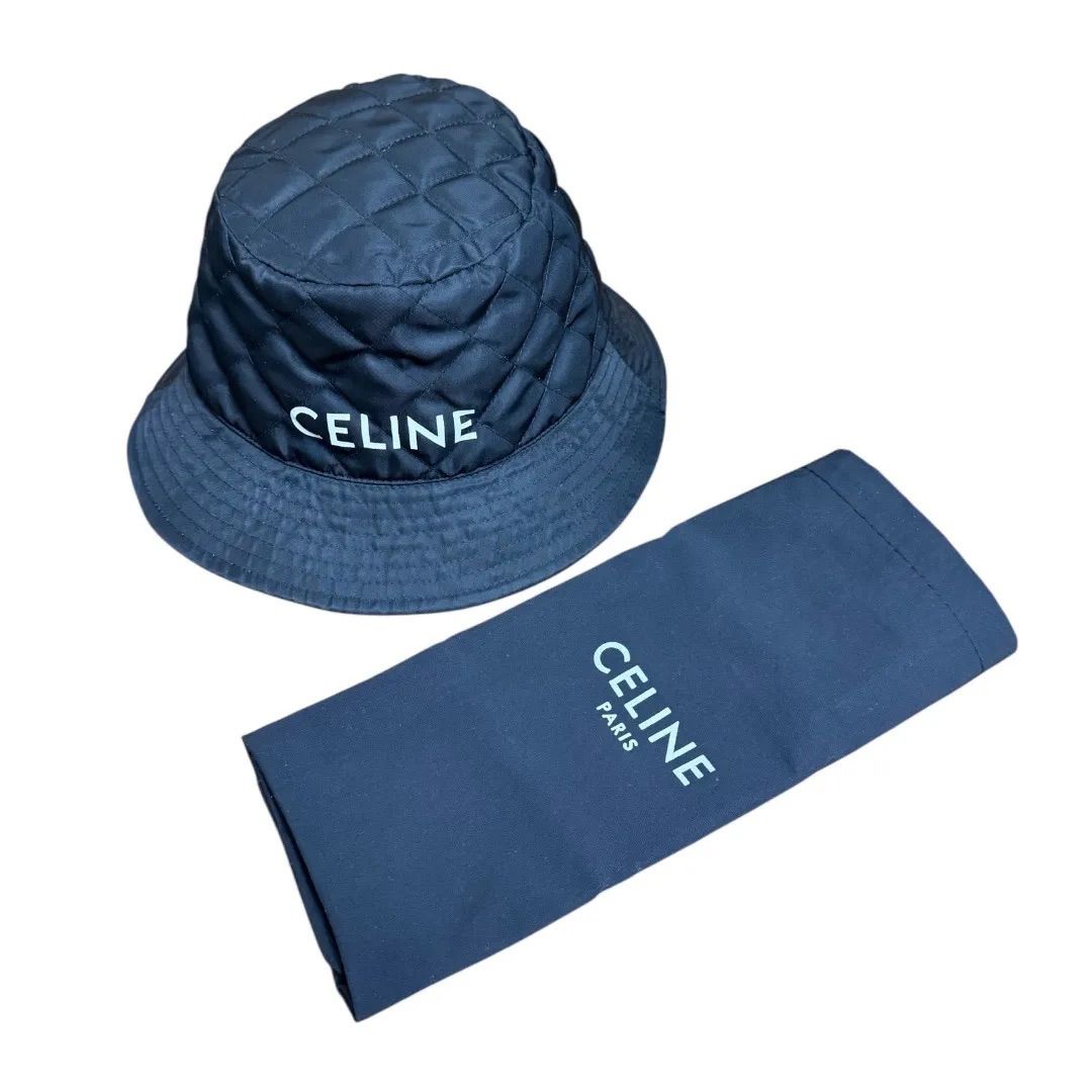 CELINE セリーヌ ナイロンツイル バケットハット ブラック サイズM 超