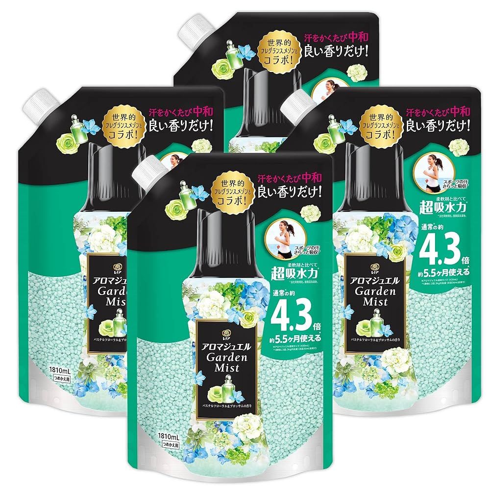 レノア ハピネス アロマジュエル 香り付け ビーズ パステルフローラル＆ブロッサム 詰め替え 1 810 mL 4袋 大容量 ケース品