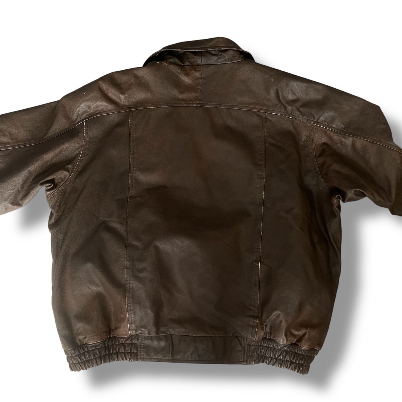 A-2タイプ 本革 レザー ジャケット 地図柄 Burk's Bay XXLサイズ 短丈