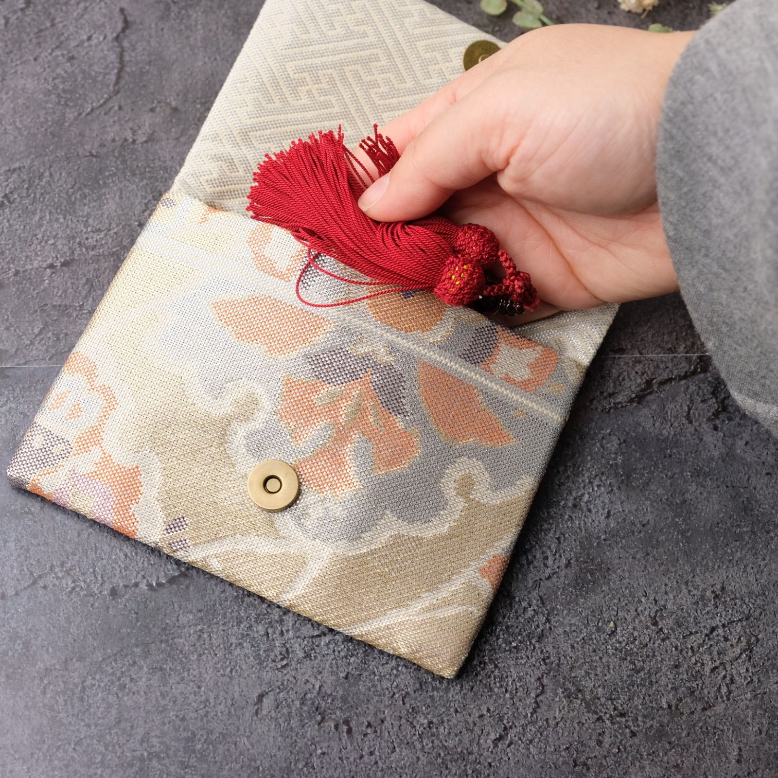 帯リメイク 数珠入れ 数珠ケース 念珠入れ 袱紗タイプ J-15-067