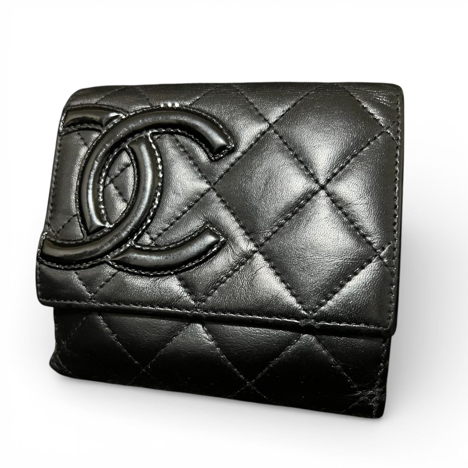 CHANEL シャネル カンボンライン マトラッセ Wホック 二つ折り財布