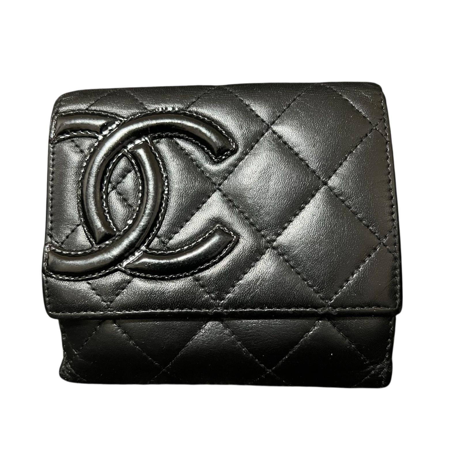 CHANEL シャネル カンボンライン マトラッセ Wホック 二つ折り財布