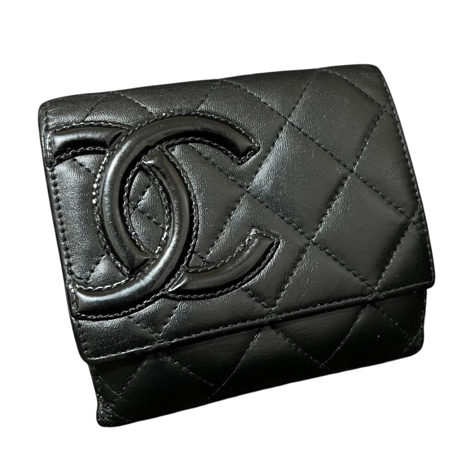 CHANEL シャネル カンボンライン マトラッセ Wホック 二つ折り財布