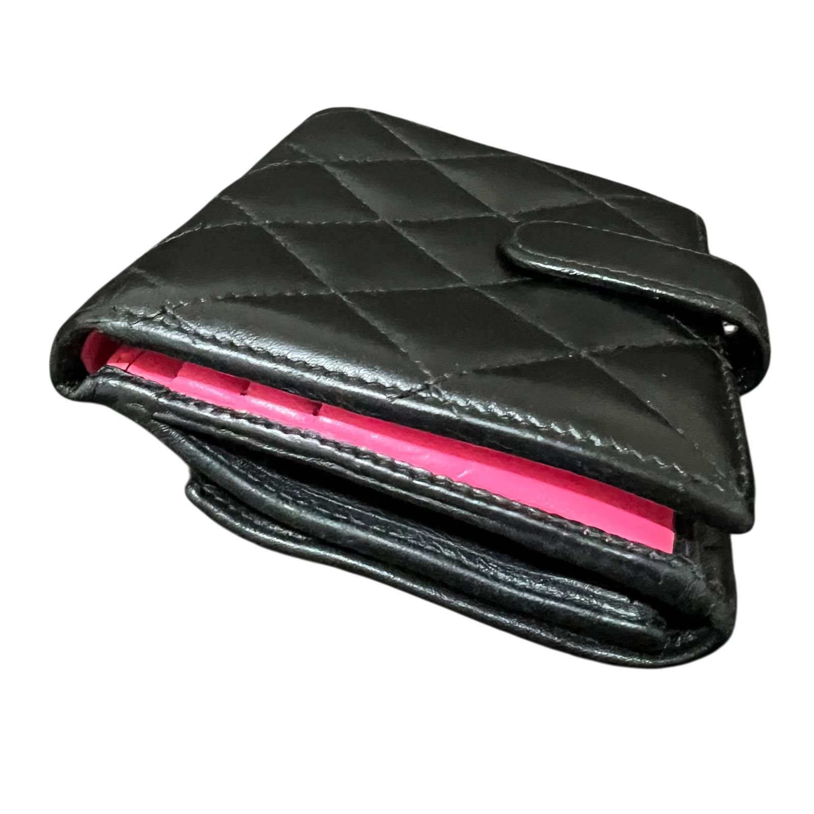 CHANEL シャネル カンボンライン マトラッセ Wホック 二つ折り財布