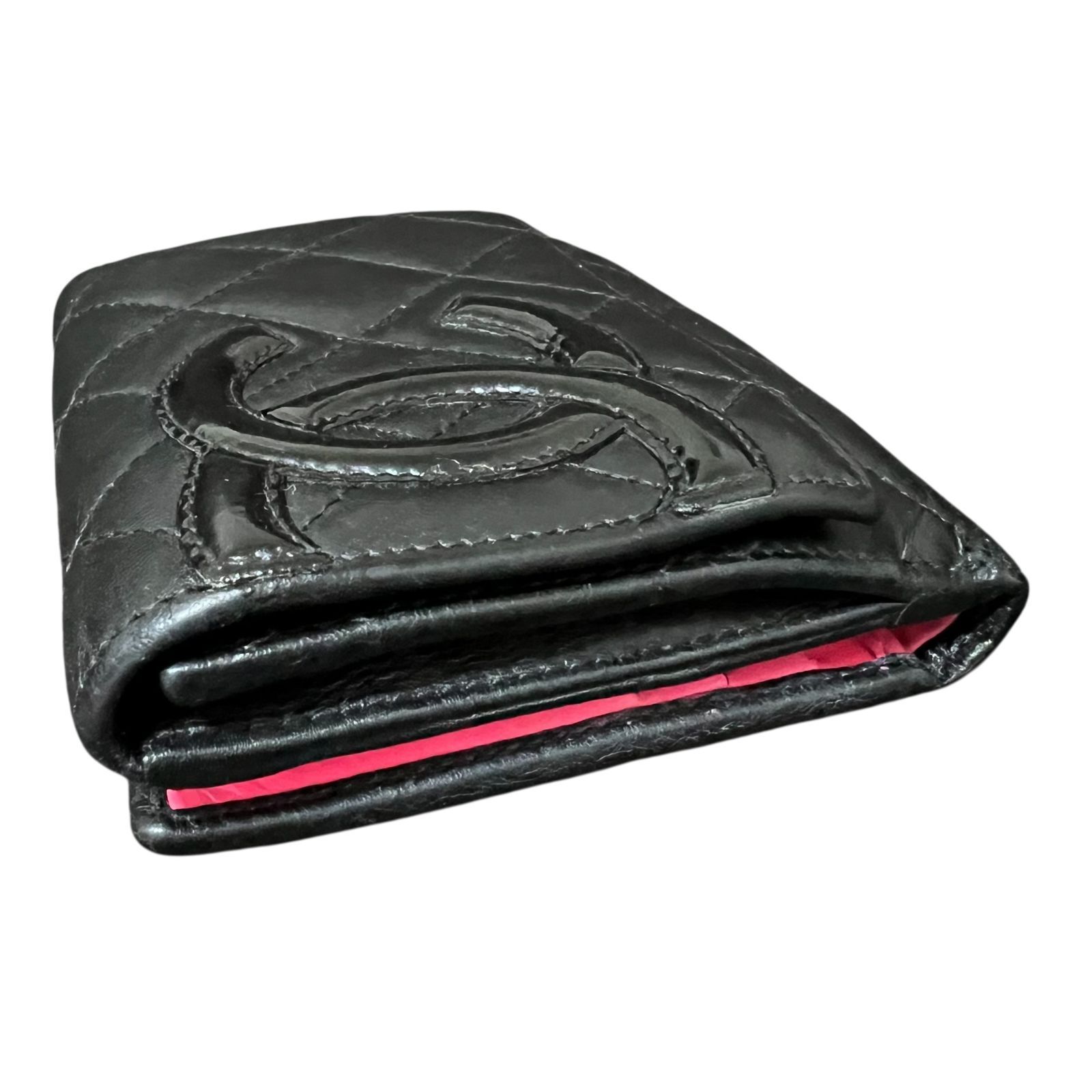 CHANEL シャネル カンボンライン マトラッセ Wホック 二つ折り財布