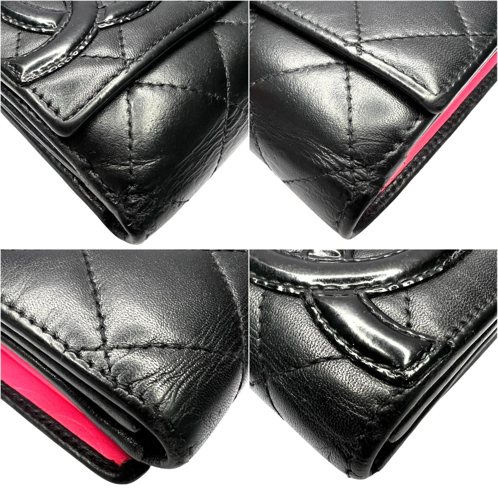 CHANEL シャネル カンボンライン マトラッセ Wホック 二つ折り財布