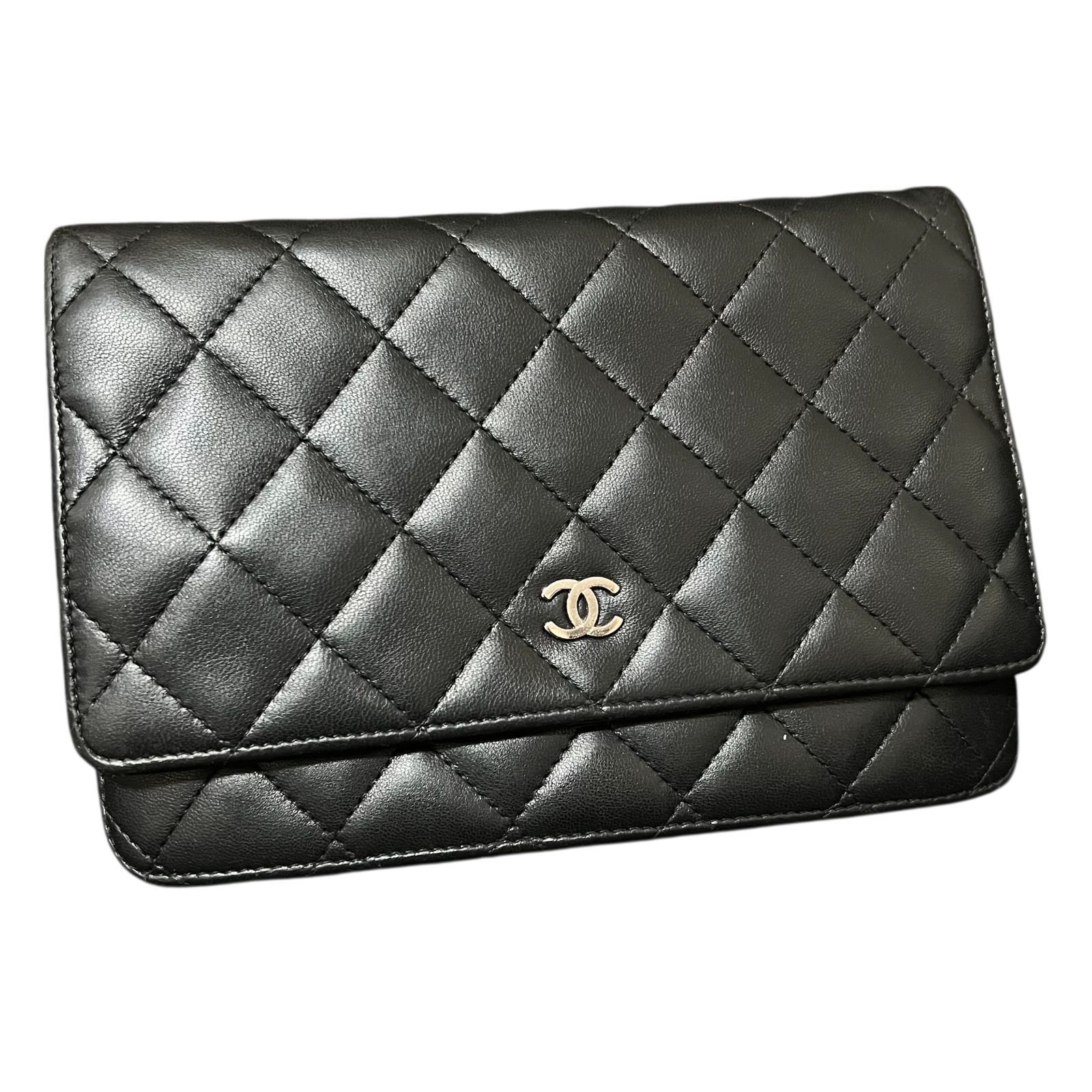 CHANEL シャネル ラムスキン マトラッセ チェーンウォレット 長財布