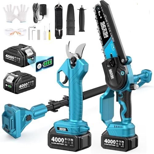 2026年新型 SEESII たかえだ 電動チェーンソー 充電式剪定ばさみ 8インチ 高枝チェーンソー 強力ブラシレスモーター 4 0 Ah大容量バッテリー 電動のこぎり 軽量 コードレス オイル注ぎ機能 延長ポール 125?250 cm無段階調整 1台4