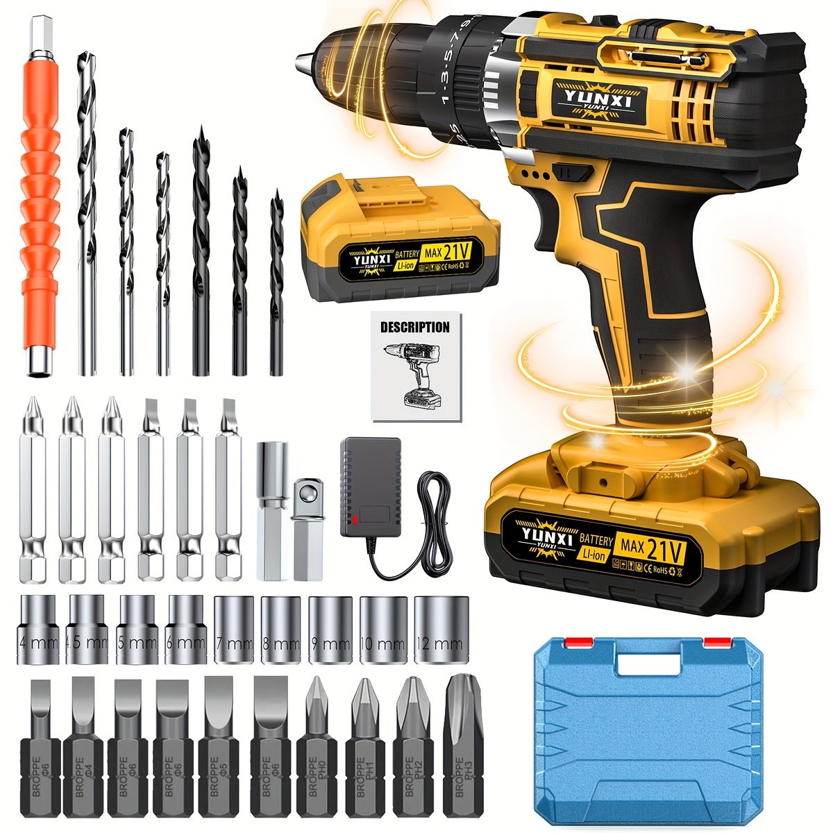 コードレス＆高出力 電動ドライバー 充電式 軽量 コンパクト 家庭用 インパクトドリル DIY 家具組立 メンテナンスに最適 選べるバッテリー＆ケースセット アップグレードバッテリー 多機能ケース