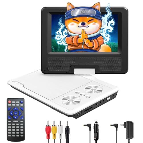 Surfola ポータブルDVDプレーヤー 9.5型|7.5インチ ミニCD|DVDプレーヤー コンパクト リージョンフリー CPRM対応 ５時間連続再生 USB|SDカード対応 レジューム機能 270°回転|180°反転 持ち運び AV入出 7340 e 8 f 5