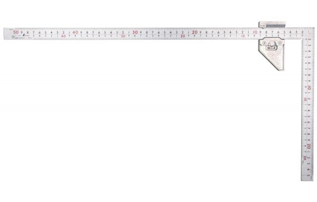 シンワ測定 Shinwa Sokutei 曲尺 厚手広巾 シルバー 50 cm 表裏同目 8段目盛 曲尺用ストッパー金属製付 JIS 12487