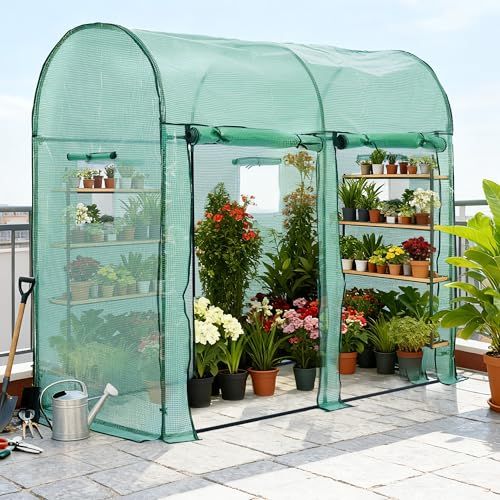 迅速に発送 OSJ ビニール温室 大型 W 200 cm×D 101 cm×H 180 cm 温室 ベランダ 家庭用 ビニールハウス 家庭菜園 ガーデンハウス フラワーハウス ラック ビニール カバー 組立式 31 a 47608