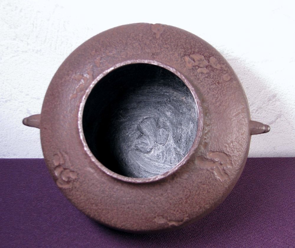 人間国宝 高橋敬典作 阿弥陀釜 幅：23.5cm 未使用品 共箱 釜かん付