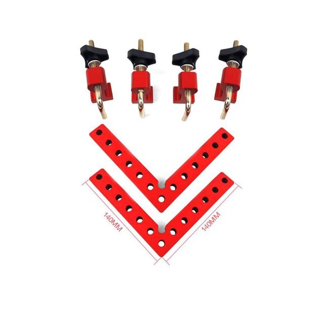 Anktily 完全スコヤ セット コーナークランプキット L形 90度 直角定規 木工面付けフィクスチャ 木工 固定 締め付け ツール アルミニウム合金 140 mm レッド