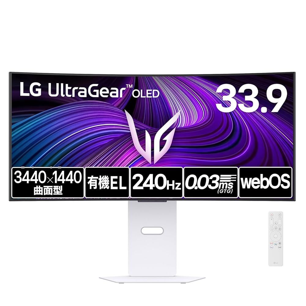 【30日保証/新品/即納】【VGP 2025 Summer 金賞】LG ゲーミングモニター UltraGear OLED 34GX90SA-W 33.9インチ 曲面 800Ｒ/3440×1440/240Hz/有機EL