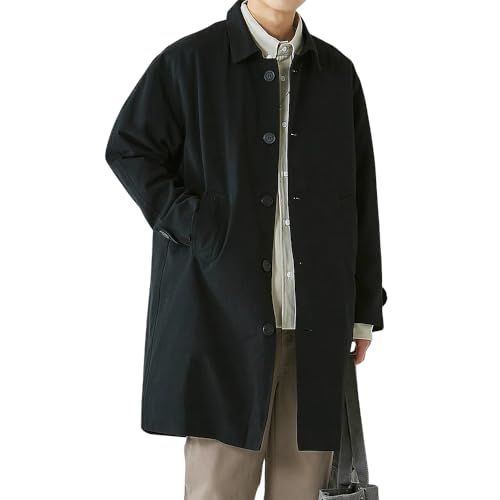 トレンチコート メンズ ジャケット スプリングコート ステンカラーコート ロング丈 防風 アウター 折り襟 ビジネス カジュアル 大きいサイズ 無地 春秋 通勤 通学e 888231 df