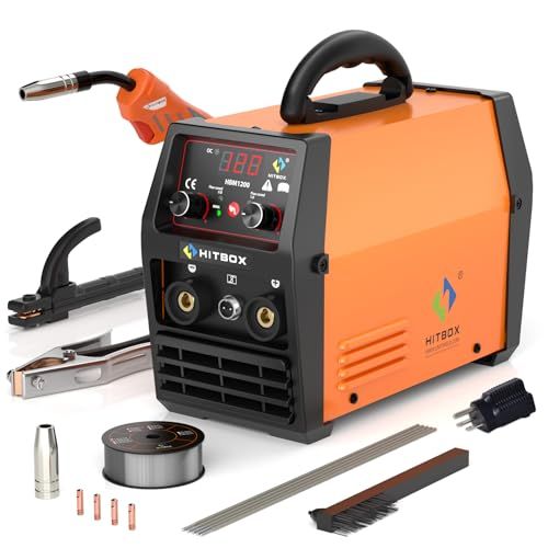 HITBOX 半自動溶接機 100 V 200 V兼用 120 A ノンガス アーク溶接 LIFT TIG 3 in 1 インバーター直流 定格使用率40％ 液晶表示 MIG溶接 ARC溶接機 DIY 初心者向け 耐久性 簡単溶接 家庭用 溶接機 日本 90 f 35031