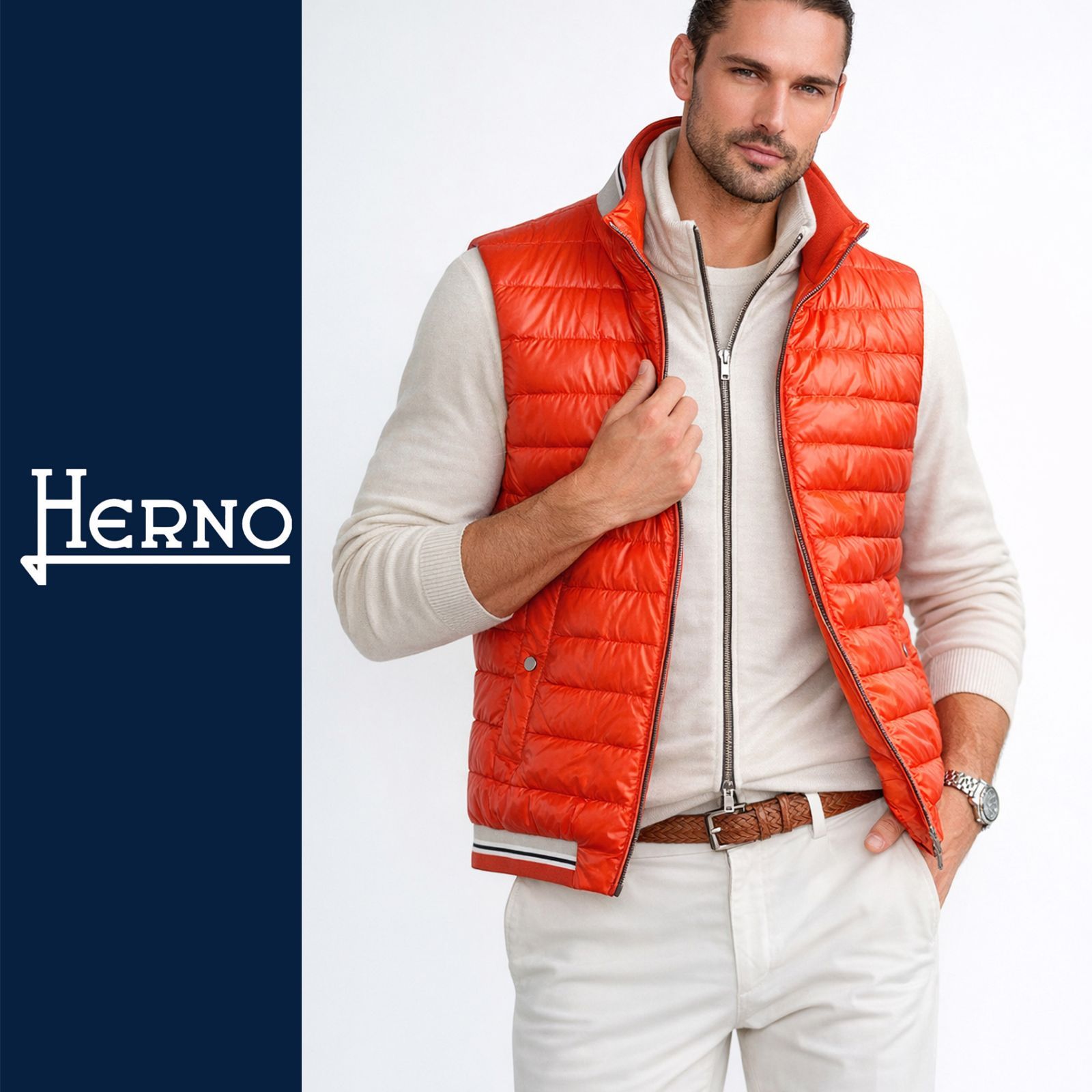 dt224○50○HERNO ヘルノ○春を纏う軽やかダウン○色で魅せる大人ジレ