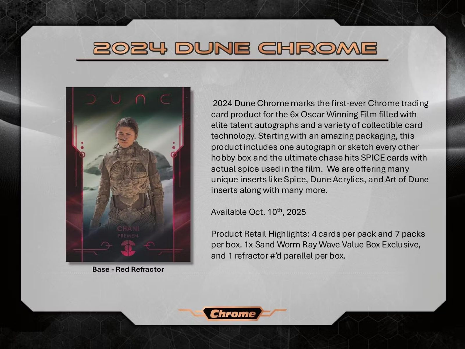 Dune Topps クローム ブラスターボックス 2025 トレーディングカードボックス サンドワームレイウェーブパラレル ボックス 戦略デッキ その他 