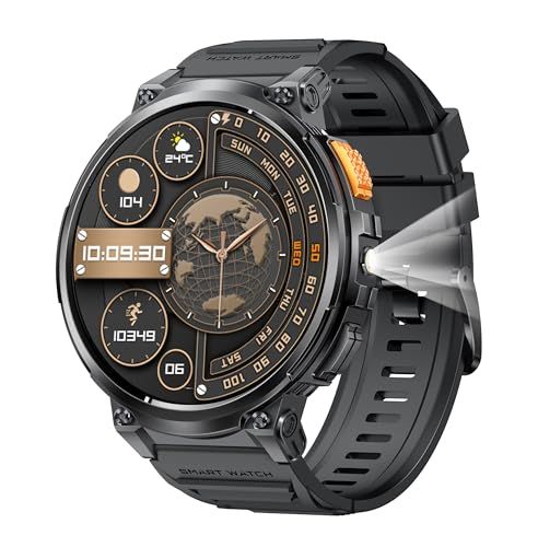 スマートウォッチ 2026究 新設計 1 85インチ超大画面 丸型 軍用規格 懐中電灯 腕時計 メンズ 老眼の人に最適 730超長持ちバッテリー iPhone アンドロイド対応 smart watch Bluetooth 5 3通話 時間設定 c 64 ca 3 6