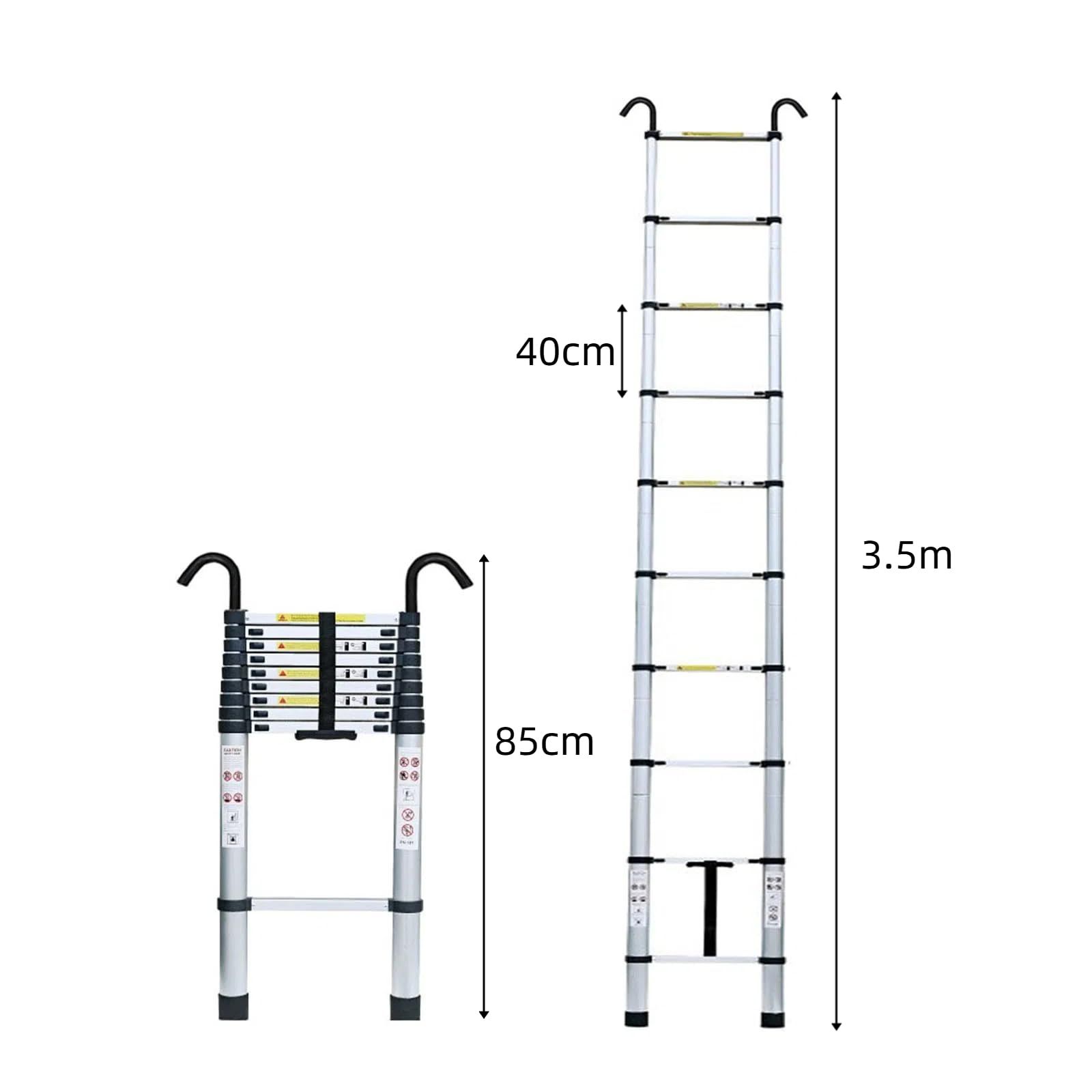 SIMCAT 伸縮はしご 多機能はしご 折り畳み伸縮梯子 耐荷重150 kg 軽量 持ち運びやすい 室内室外両用 自動ロック 安全ロック スライド式 伸縮自在 梯子 3.5 m