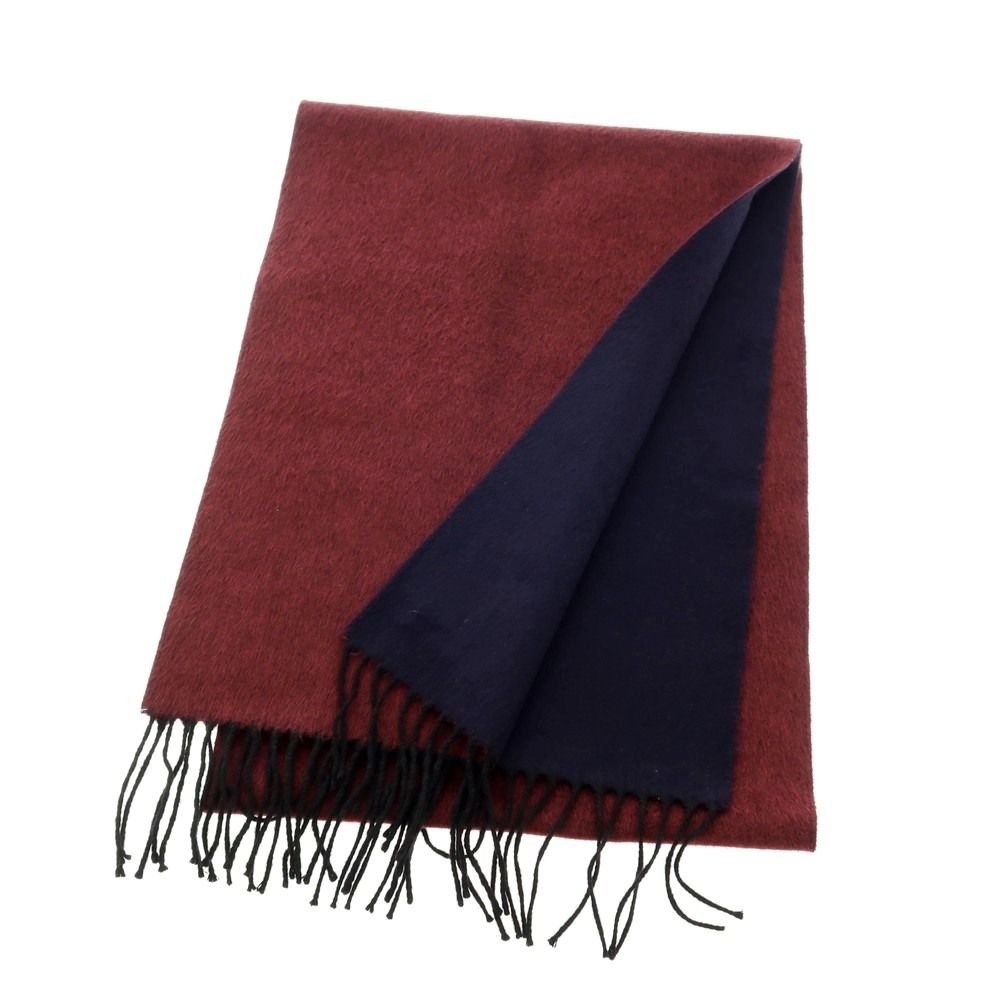 中古】ピアチェンツァ PIACENZA シルクカシミヤ マフラー ワインレッド