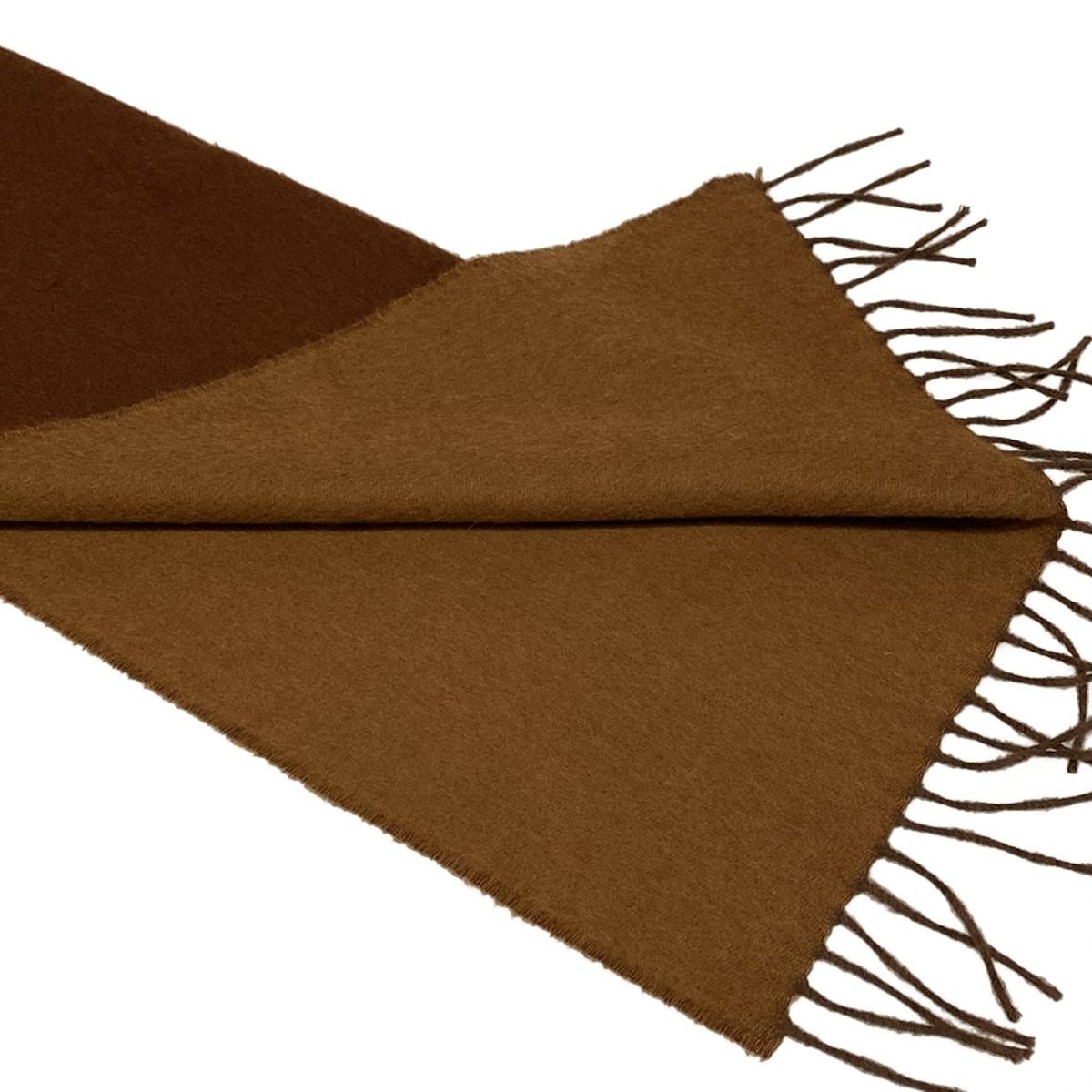 HERMES(エルメス) マフラー美品 - ダークブラウン×ブラウン バイカラー