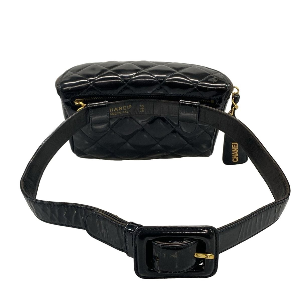 CHANEL(シャネル) ウエストポーチ マトラッセ 黒 ゴールド金具/ベルト