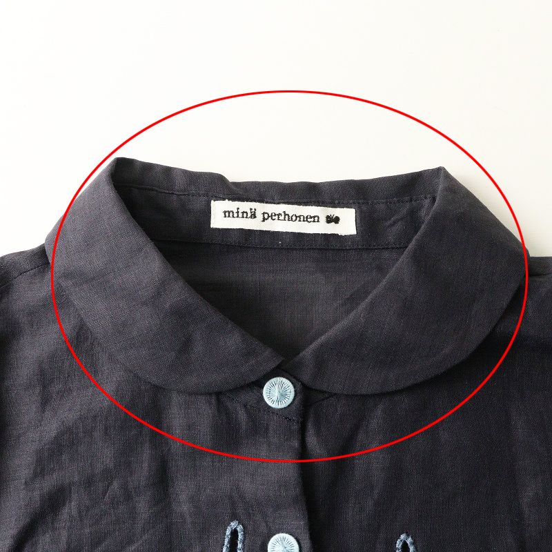 美品 ミナペルホネン mina perhonen wild star ブラウス 38＼ネイビー