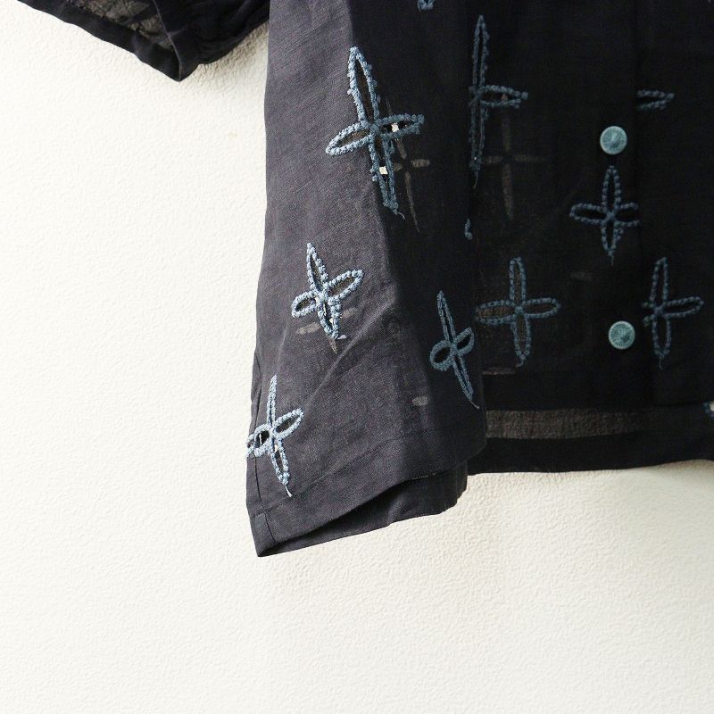 美品 ミナペルホネン mina perhonen wild star ブラウス 38＼ネイビー