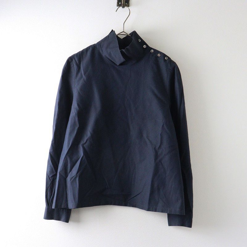 ミナペルホネン mina perhonen chant ブラウス 38＼ネイビー コットン