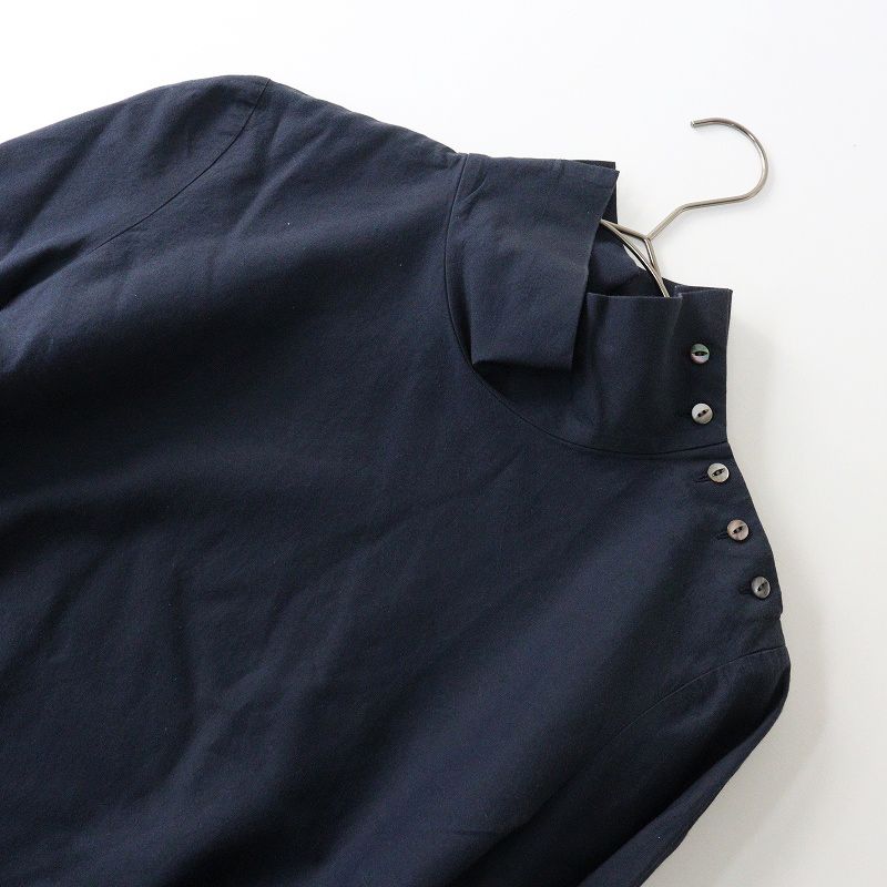 ミナペルホネン mina perhonen chant ブラウス 38＼ネイビー コットン