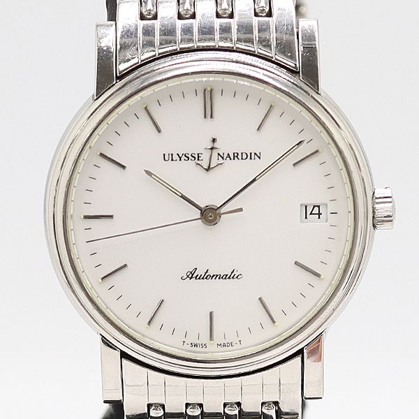 稼働 ユリスナルダン 135 22 AT 自動巻 ホワイト文字盤 メンズ腕時計 0007700 1JWT MTY ABC18390