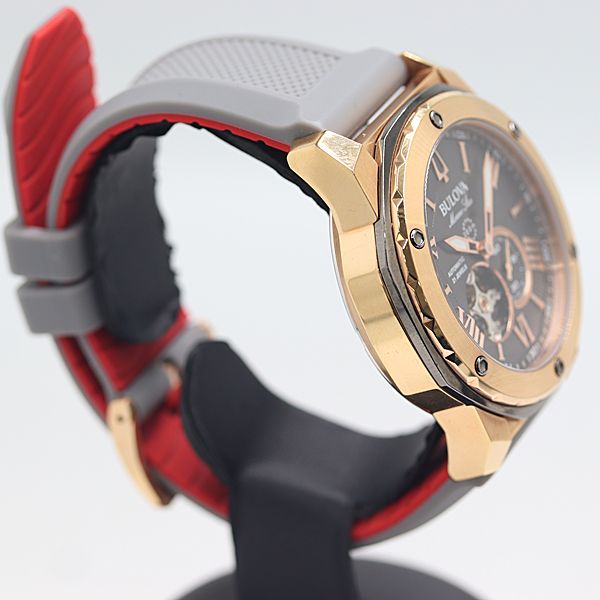  保 稼働 ブローバ マリンスター 98A228 AT 自動巻き グレー スケルトン文字盤 メンズ腕時計 2000000 1JWY MST ABC18401 トータルコーデ 自動巻き時計 腕時計(アナログ)