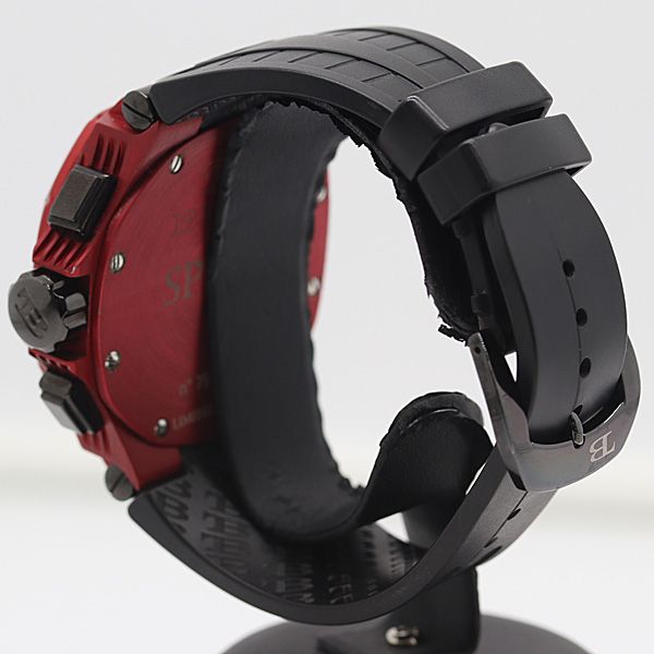  稼働 保付 ブティ AT マグナムスピード リミテッドエディション クロノ デイト 赤文字盤 メンズ腕時計 0051700 1JWT IKE ABC18426 モノトーン 自動巻き時計 腕時計(アナログ)