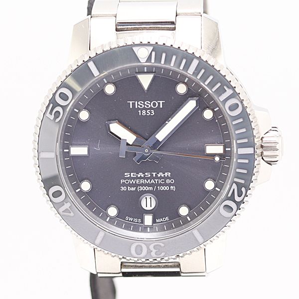 保 稼働 ティソ シースター T120407A TAH0ZHZWB AT 自動巻 グレー文字盤 メンズ腕時計 0445500 1NBT MTY ABC18432