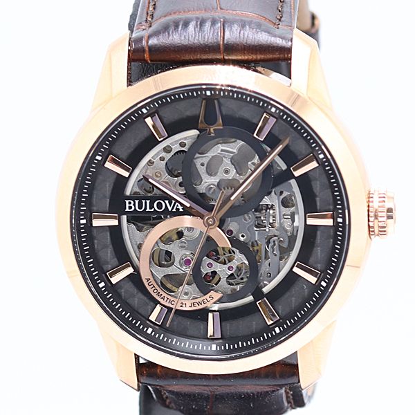 稼働 ブローバ クラシック サットン 97A169 462D07840 AT 自動巻 スケルトン文字盤 メンズ腕時計 1950300 1DIT MTY ABC18446