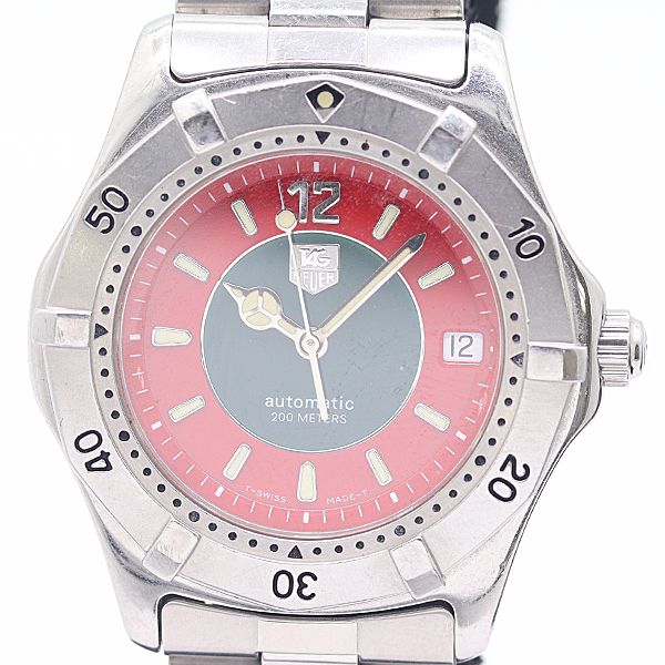 稼働 タグホイヤー プロフェッショナル WK2113 413 500 AT 自動巻 赤 緑文字盤 メンズ腕時計 5794800 1OKT MST ABC18459