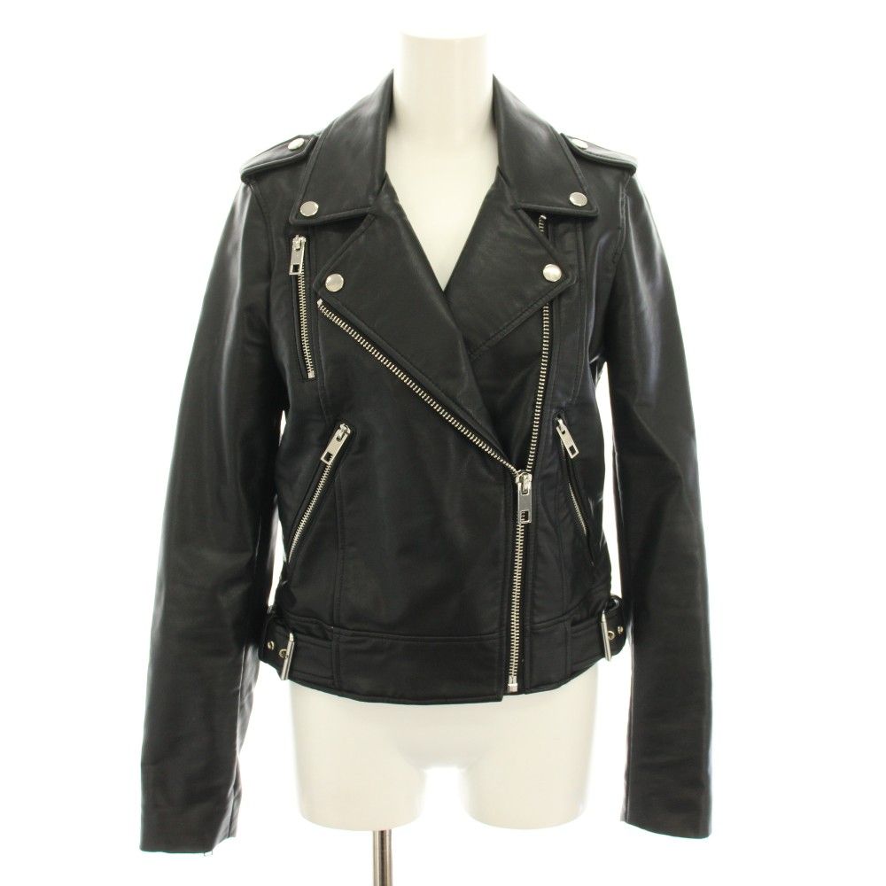 ザラ ZARA ダブルライダースジャケット アウター フェイクレザー XS 黒